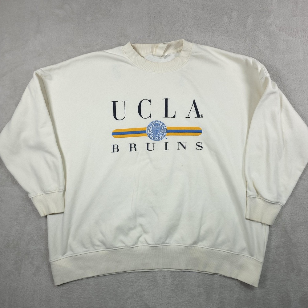 UCLA Bruins Sweatshirt Mens Large White NCAA College H&M Crew Neck Pullover